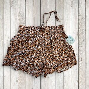 NWT Shade & Shore Geometric‎ Smocked Shorts XS Boho Beach Vacation